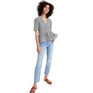 NWT Madewell Crossover Peplum Top in Textured Gingham Check - XL - Summer Top